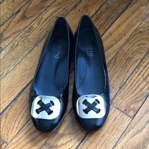 Ditto Patent Leather Flats in Navy